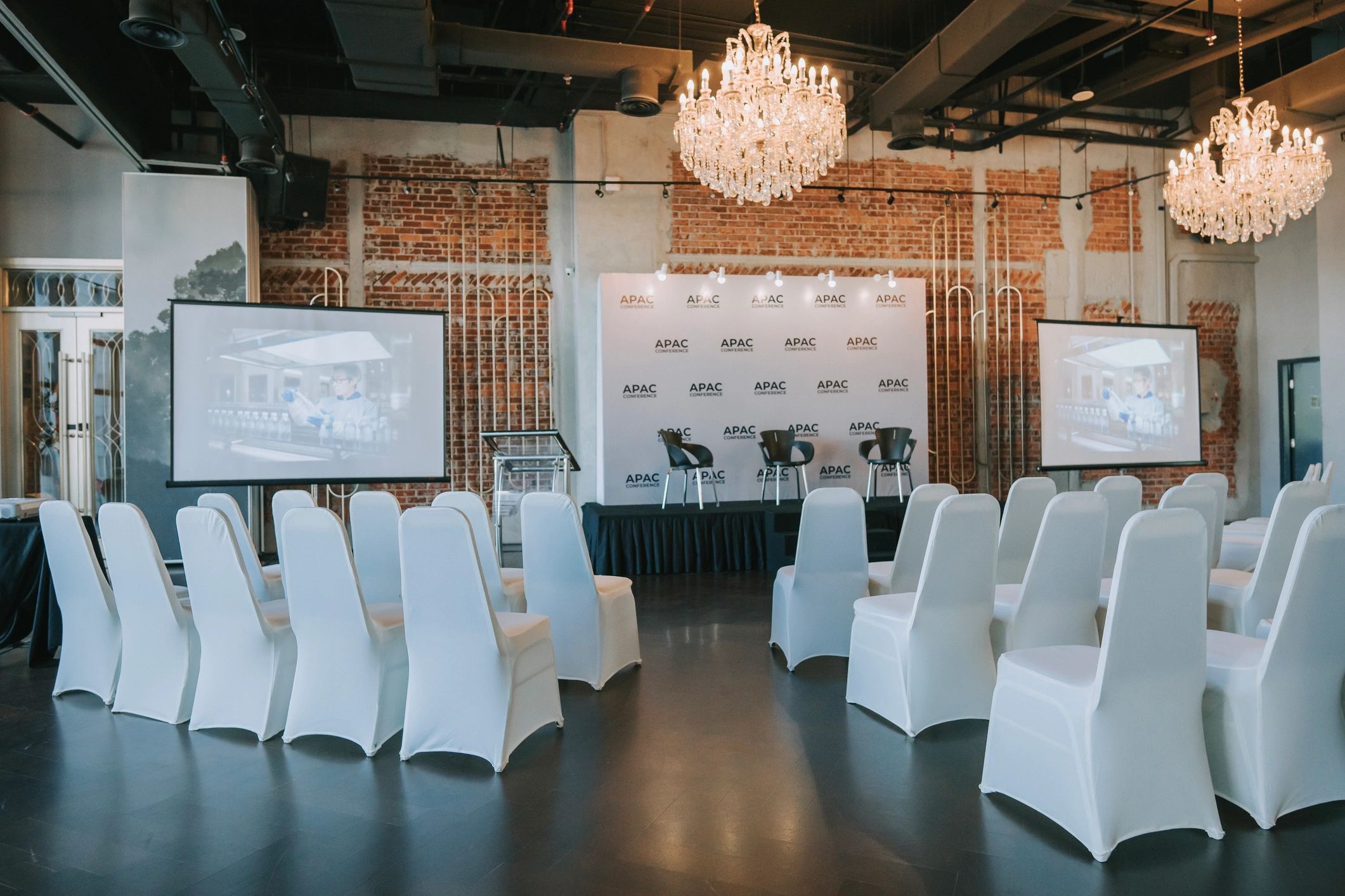 Event seating arranged under a tent for guests