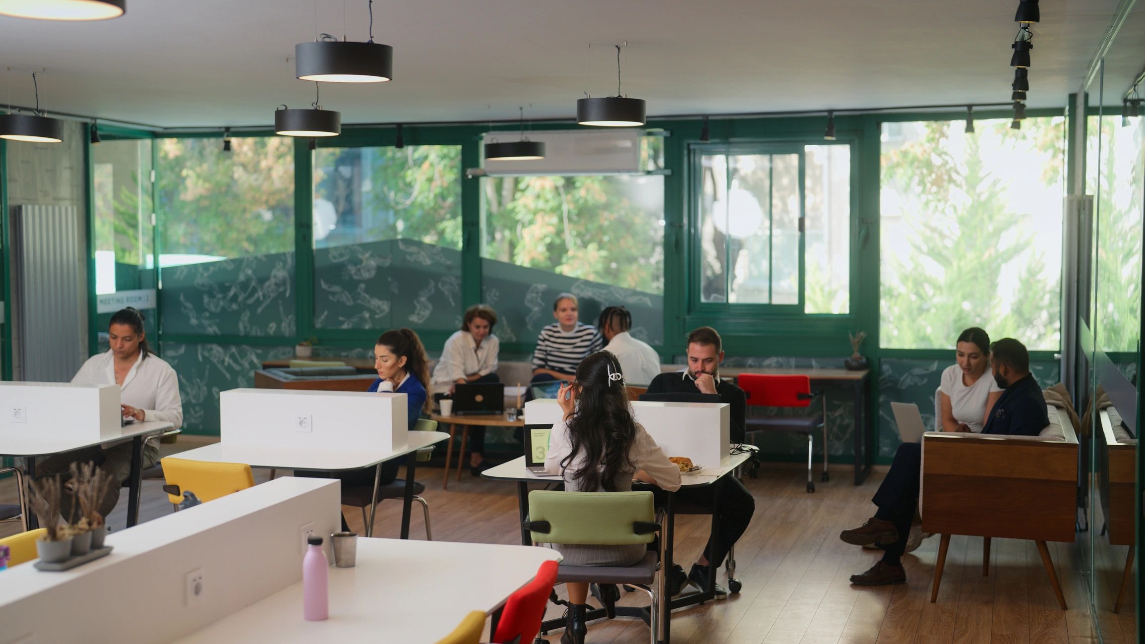 Business team gathered at a modern corporate event