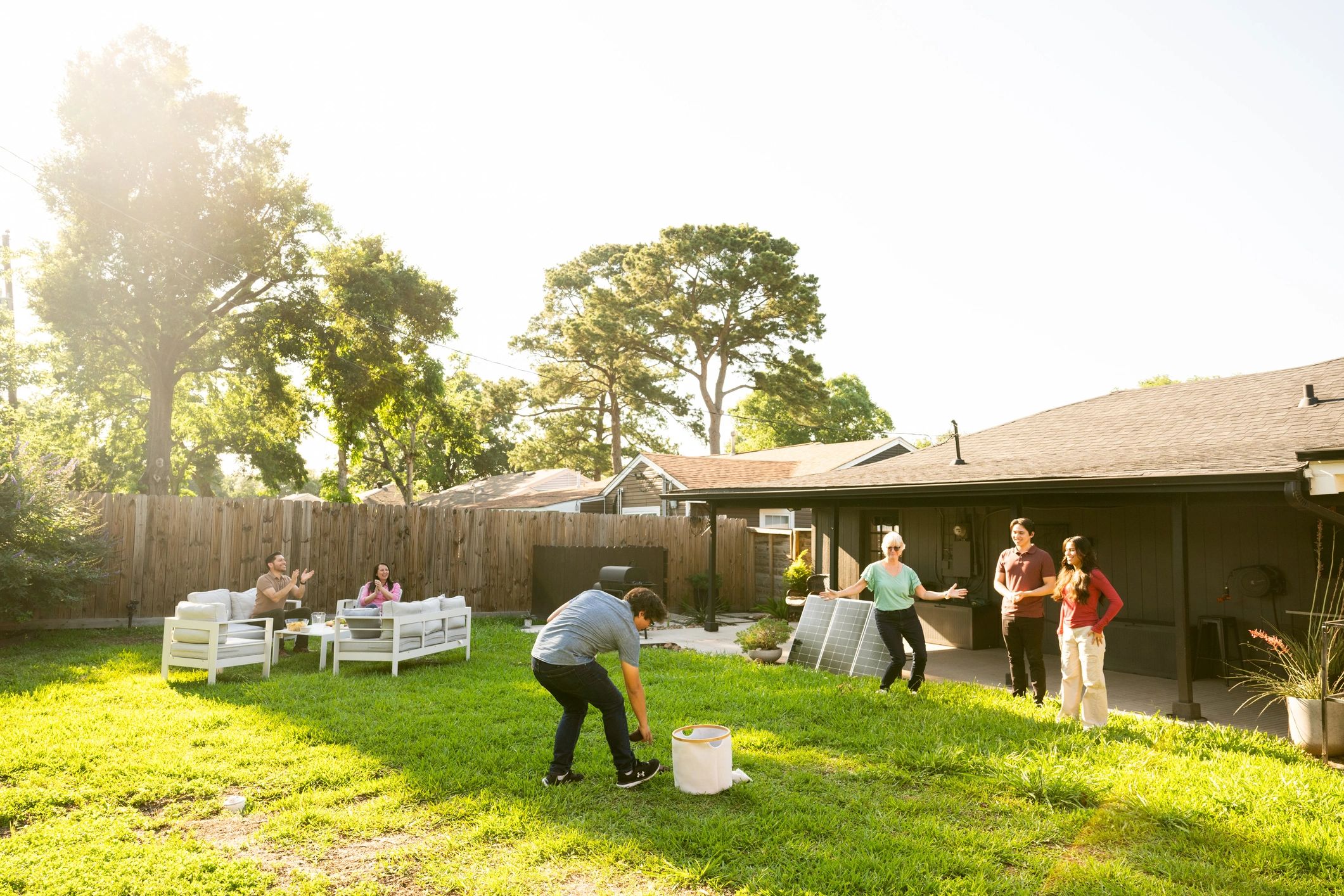 Family gathering setup suitable for church picnic seating
