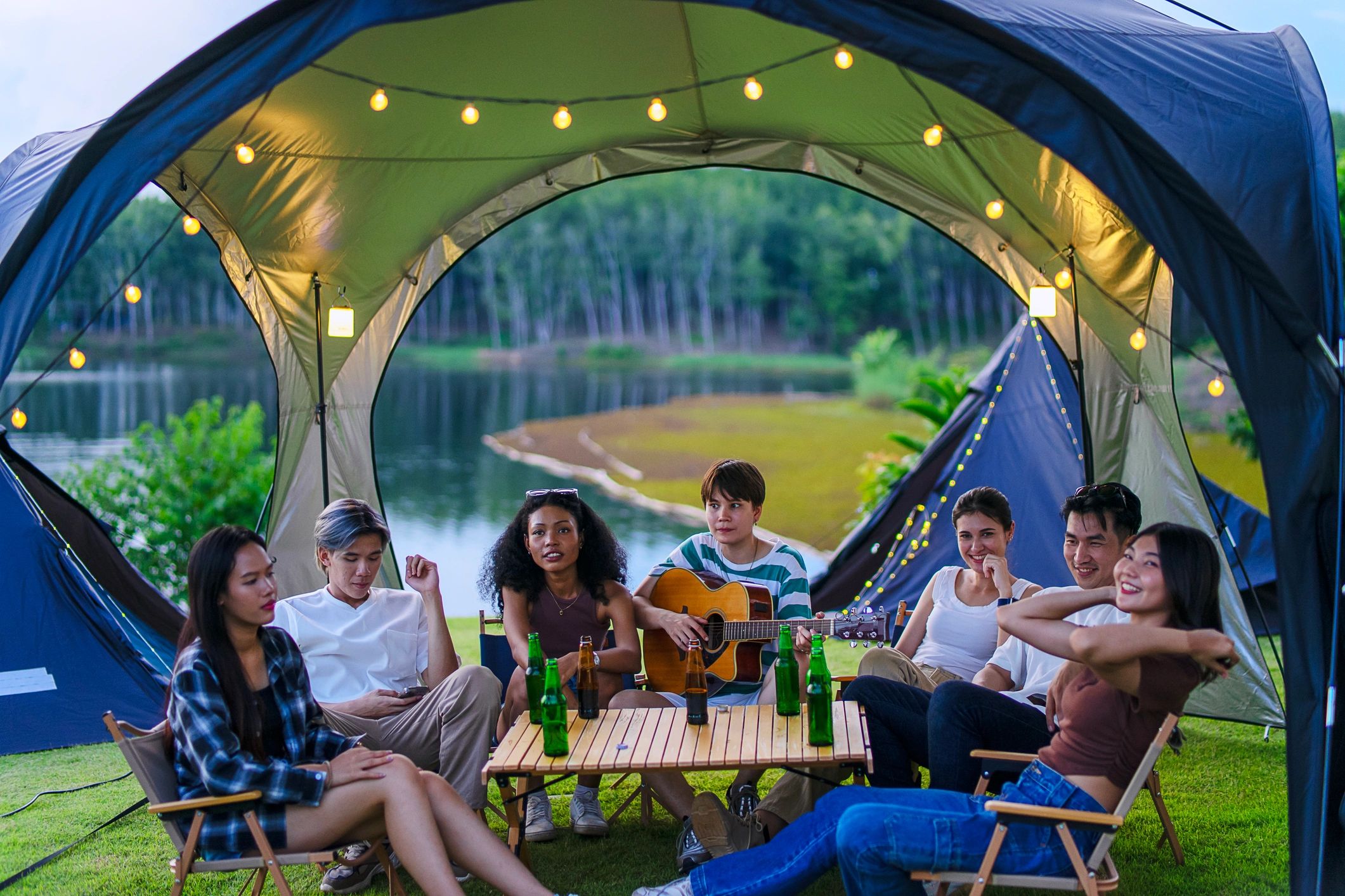 Outdoor company event under rental tents